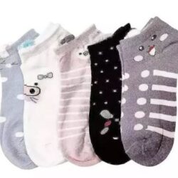 ShopCash Pack of 5 Women's Cotton Ankle Length Socks Athletic Running Walking Fitness Outdoor Sports Breathable Multi-design Multi-color 5 Pair