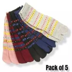 Socks (Pack of 5) Ladies Cotton Socks Multicolor / Latest Multicolor Socks / Regular Trendy Winter Socks For Girls.