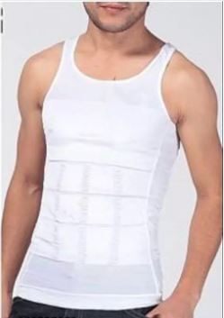 Fitolym Men's Body Shaper Slimming Shirt Tummy Vest Thermal Compression Base Layer Belly Buster Underwear Slim Muscle Tank Top instant Shapewear Slim & lift vest Body shaper (White)